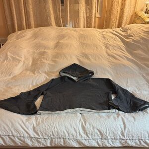 Melrose & market Dark Gray Cropped Hoodie with Bell Sleeves M